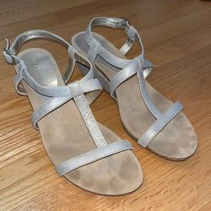 Silver Anne Klein wedge sandals size 9.5